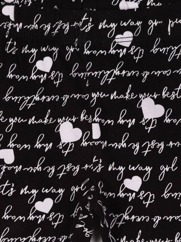 Girls Black Allover Printed Legging image number 2